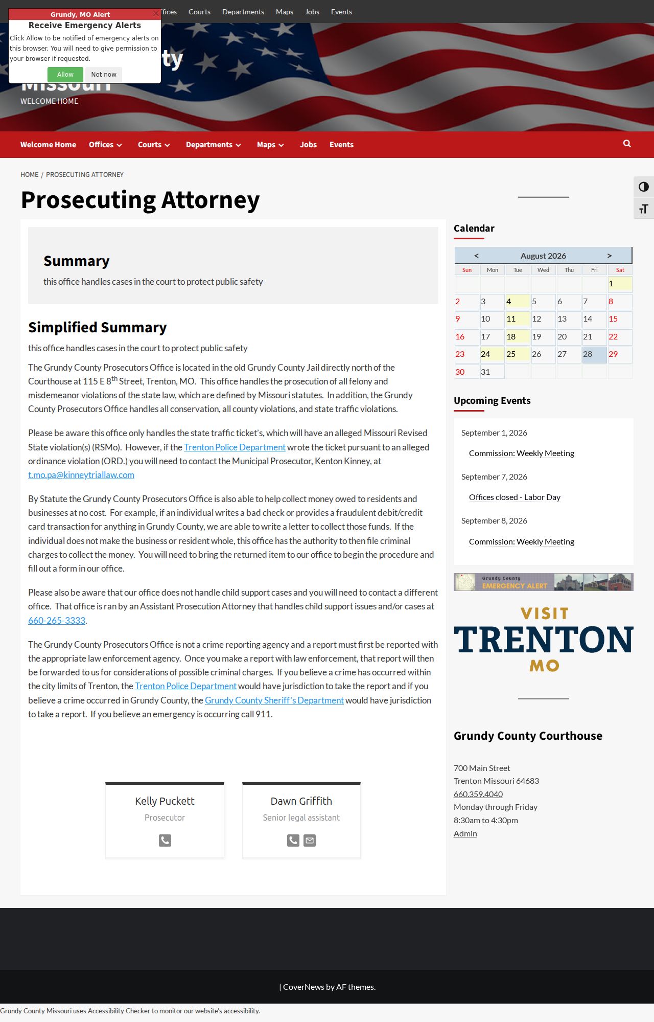 Grundy County criminal docket prosecutor routing source