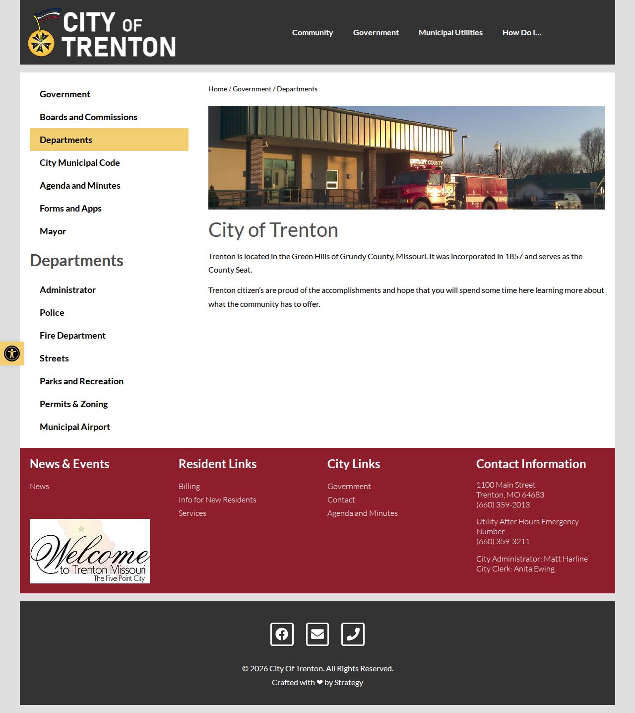 Galt court docket comparison source showing Trenton municipal departments