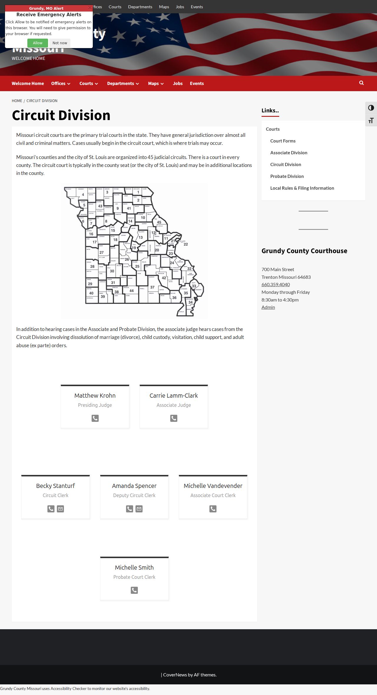 Grundy County court docket Circuit Division contact block