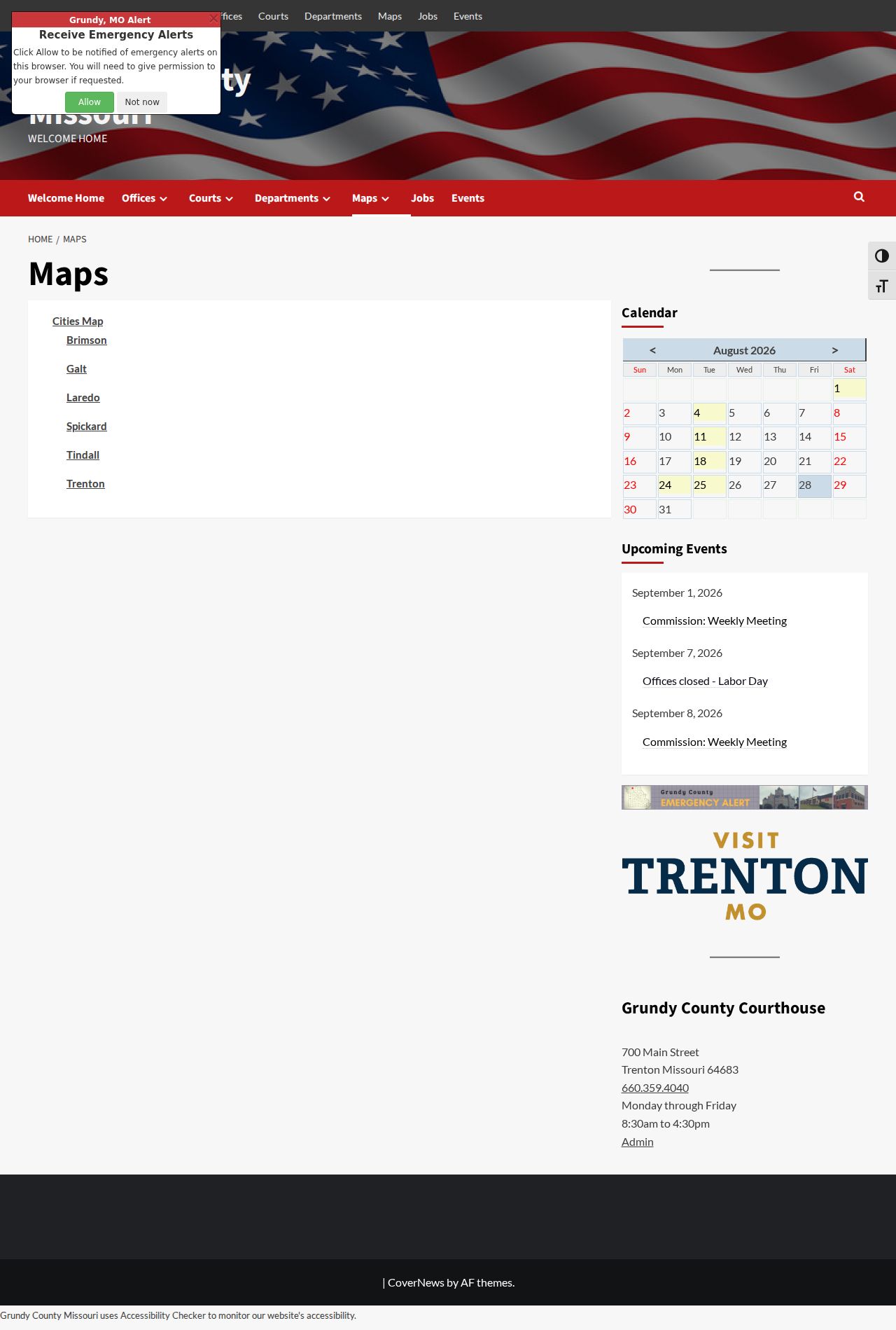 Grundy County court docket county maps page