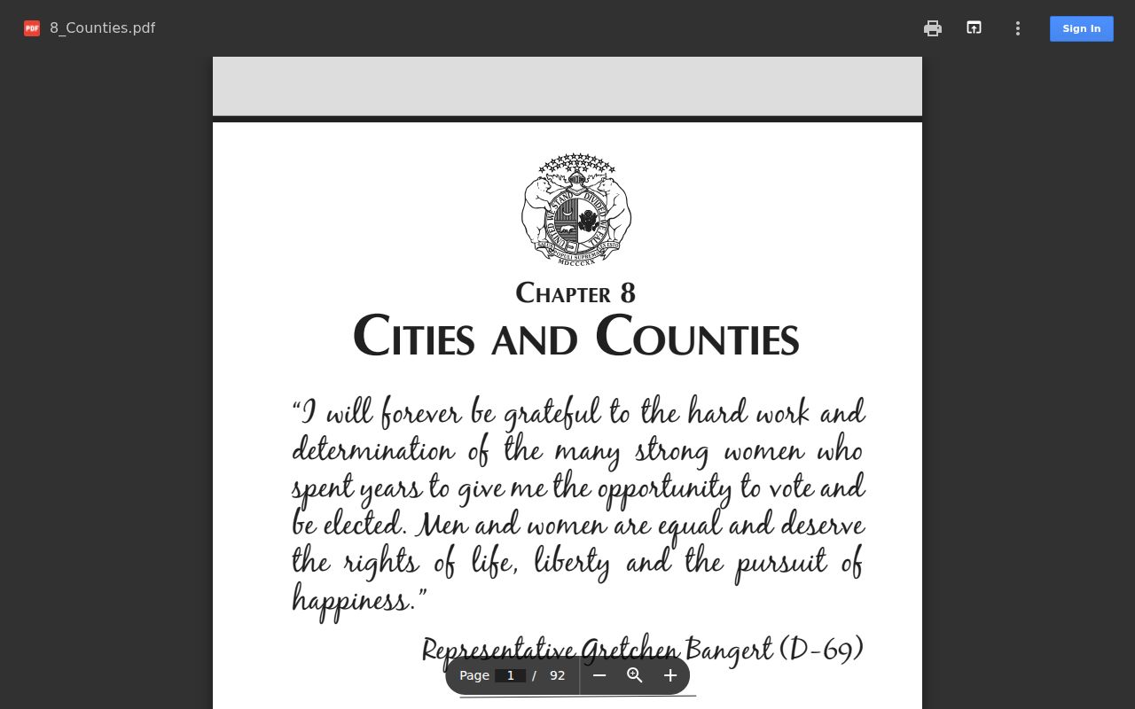 Grundy County court docket Missouri Blue Book county page
