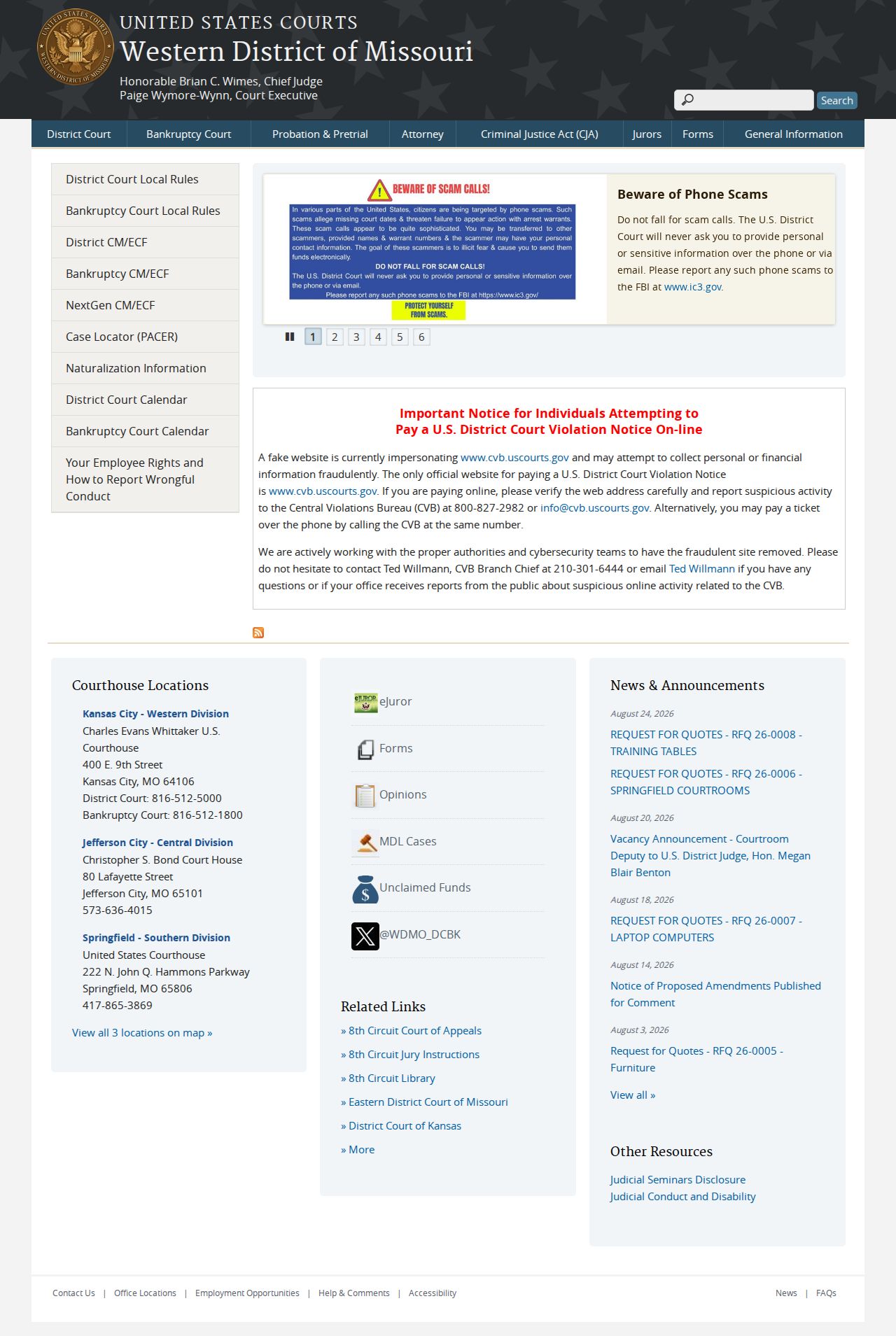 Laredo court docket Western District official homepage source