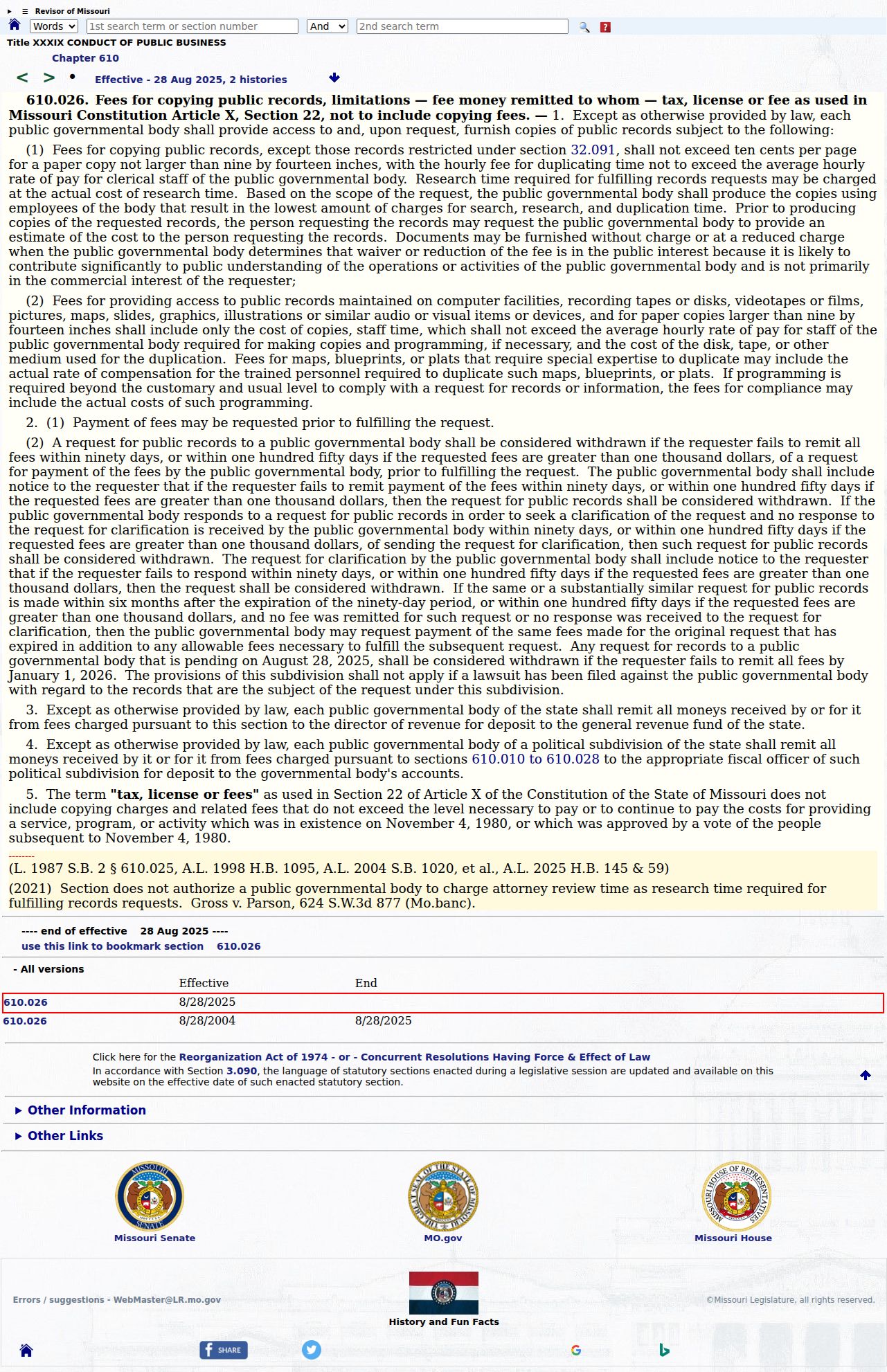 Spickard court docket copy fee rule source